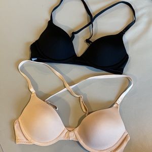 Lulalu Set of Mia Convertible Racerback Bra Size 32AA Black and Nude